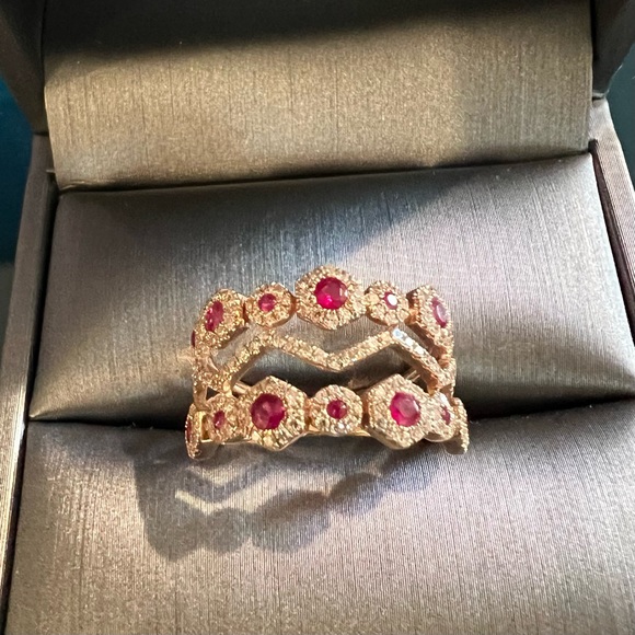 Diana M Fine Jewelry 14K Rose Gold 0.57 tcw Diamond & Ruby Ring